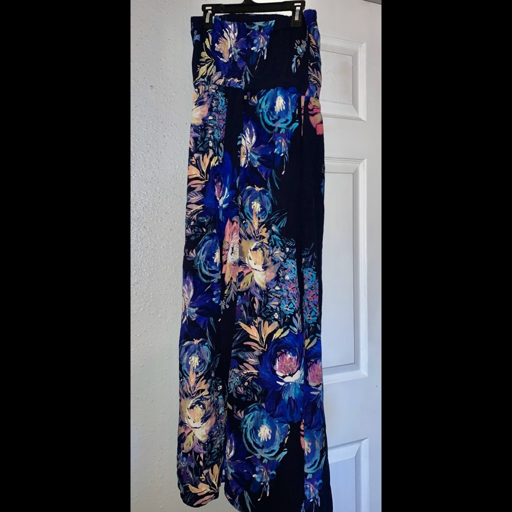 Strapless maxi floral dress